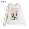 Women's Sweaters Blessyuki Cashmere Cute Flowers Printing Kintted Pullover Women Casual Loose O-neck Winter Sweater Female Fashion Soft Warm