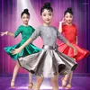 Vêtements de scène robe de danse latine pour les filles à manches longues en dentelle Standard robes de danse de salon enfants Performance Salsa Clothes311q