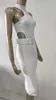Casual klänningar 2023 Est mode off midje vit bandage klänning kvinnor kväll klubb cocktail party bodycon vestidos