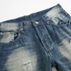 Мужские джинсы прилив бренд разорванная джинсовая джинсовая ткань регулярно посадить царапин