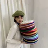 Stingy Brim Hats Women Girls Winter Simple Warm Wool Basker Fransk konstnär Beanie Hat Cap Solid Color Kawaii Flat Top Caps Varm basker för kvinnlig J230802