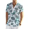 Camisas casuais masculinas de verão manga curta estrela do mar estampada Harajuku roupas masculinas oversized roupas bonitas para homens de rua tops