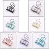 Pcs/Set Random Color Hollowed Out Design Binder Clip For Office School Paper Organizer Stationery Supply Decorative Metal C