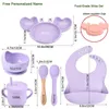 Cups Dishes Utensils Crab Plate For Baby Silicone Tableware Suction Bowl Tray Bibs Spoon Personalized Name Baby s Feeding Set Kids 230802