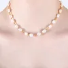 Girocollo impermeabile 18 carati placcato oro Stianless perline in acciaio collana di perle d'acqua dolce naturale gioielli per regalo da donna