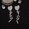Kolczyki designerskie luksus romantyczny pełen diamentów miłosne kolczyki listy listy wyolbrzymione temperament atrakcyjne długie kolczyki