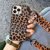 Cell Phone Cases Luxury Leopard Print + Crossbody Neck Strap Faux Leather phone case for iphone 14 Pro Max 11 12 13Pro Max Xs Xr 7 8plus Se cover L230731