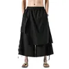 Men's Pants Black Casual Jogging Elastic Waist Loose Irregular Culottes Street Wear Original Wide Leg