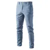 Herrbyxor Spring Autumn Casual överdimensionerade bomullsmänbyxor Solid Color Slim Fit Highquality Classic Business Man