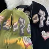 Sudaderas con capucha para mujer Y2k ZipUp ropa de mujer Harajuku gris gótico bordado de gran tamaño ropa Grunge ropa informal estilo Hip Hop Kawaii 230802