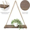 Decorative Plates Simple Style Wooden Swing Hanging Rope Wall-mounted Floating Shelf Plant Flower Pot Indoor And Outdoor Decoration Design