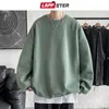 Mens Hoodies Sweatshirts Lappster Men Färgstark svart solid överdimensionerad japansk streetwear man harajuku crewneck hoodie 5xl 230802