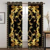 Gardin Modern Barock Black Gold Brands Designer Luxury Thin 2 Pieces Gardiner för vardagsrum sovrum fönster drapera dekor