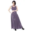 Abiti casual Carro armato da donna Elegante vestito aderente aderente PVC Ecopelle senza maniche Slim Flare Party Vintage Vestito estivo Clubwear lungo S-7XL