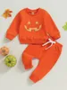 Conjuntos de roupas fofos conjunto de fantasias de Halloween adorável moletom com estampa de abóbora e calças compridas para bebês meninos ou meninas - perfeito