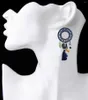 Boucles d'oreilles pendantes bohème rouge bleu frangé gland goutte pour les femmes femme ethnique grande déclaration ronde à la main fête bijoux cadeau