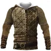 Męskie kaptura Viking Armor 3D Męska kaptura rpg pullover zimowe jogging sweter bluza moda płaszcz uliczny