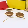 Women Classic Sunglasses Luxury Brand Retro Designer Eyewear Bands Metal Rimless Oval Lens Adumbral Ray Sun Glasses For Woman With Box