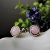 Studörhängen Bohemian Retro Pink Natural Stone Euro American 925 Thai Silver Gemstone Female Wholesale Gift