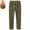 Calças masculinas de inverno para caminhadas ao ar livre de pelúcia com cordão grosso casual calças quentes grossas confortáveis joggers térmicas dupla face