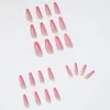 False Nails 24pcs Long French Tips Fake With Glue Sticker Ballerina Nail Design Full Cover Press On