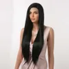 Human Hair Capless Wigs 134 Super Long Straight Lace Front Synthetic Wigs Dark Black Brown Lace Wigs with Baby Hair for Black Women Cosplay Natural Wig x0802