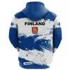 Męskie bluzy z kapturem Finlandia Zapocz z kapturem Men Fi Suomi Flag Flag Bluza Fińska kurtka unisex z kapturem ściągacza