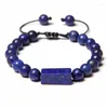 Strand Irregular Chip Stone Lapis Lazuli Beads Bracelet Delicate Handmade Frisado Charme Pulseiras Ajustáveis Mulheres Homens Jóias Finas Presente