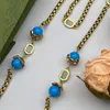 Kvinnor vintage halsband Sapphire emalj Twisted Hem Pendant Bohemian Style Renaissance Halsband Retro Trendiga vintage smycken