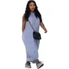 Abiti casual Streetwear Donna Felpa con cappuccio senza maniche con cappuccio Estate Tasche laterali con coulisse Felpa dritta allentata Maxi Vestidos