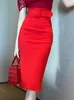 スカート春秋フォーマル女性スリムペンシルエレガントなオフィスソリッドパッケージヒップベルトハイウエストミディスカートストリート服の衣装