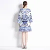 Летнее мини-винтажное платье с цветочным принтом пейсли, роскошное дизайнерское платье 2023, женская мода с принтом и круглым вырезом, тонкое изящное платье с расклешенными рукавами на день рождения266o