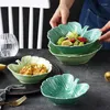 Bowls Ceramic Sauce Bowl Porcelain Leaf Shape Tableware Fruit Salad Snack Microwave Noodle