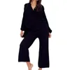 Women's Two Piece Pants Autumn Winter Suit Women Lloose Knit Loungewear Set Button V-Neck Sweatsuit Elegant Long Sleeve Top