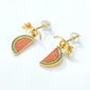Dangle Earrings Natural Zircon Earring S925 Sterling Silver 10k Gold Plated Red Green Watermelon Women Fine Jewelry Gifts