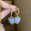 Coréen rose bleu résine coeur pendentif boucles d'oreilles pour les femmes bijoux quotidiens doux amour boucles d'oreilles Brincos cadeaux