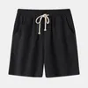 Calça masculina verão praia casual linho liso cintura média short coreano folgado tamanho S-2XL