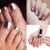 Nagellackgel utan lampa semipermanent lack hybrid allt för manikyrspegeleffekt Metallisk glänsande glitter silver 230802