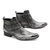 Botas Plus Size Winter Designer Rivetti Cerniera Stivali corti da cowboy in pelle di mucca Scarpe da sera casual da uomo Stivaletti con cinturino monaco