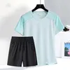 Ensemble de sport pour femmes été nouvelle soie de glace fitness costume de course à manches courtes coupe ample vêtements décontractés shorts ensemble deux pièces