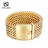 Urok Bracelets Kalen Stal nierdzewna łańcuch linków wysoko wypolerowany Dubaj Gold Kolor Siatka Mężczyzny Cool Jewelry Akcesoria Prezenty 230801