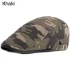 Berretti Primavera Estate Mens Camouflage Sboy Berretto piatto Cotton Peaked Duckbill Cabbie Driving Hat Casquette