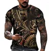 Men's T-skjortor Vintage Men's T-shirts 3D-klocka Tryckt Crew Neck Kort ärm Topps Street Hip Hop Shirt Overized Tee Men Clothing Top