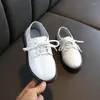 Flat Shoes Kids Fashion Leather Wedding Dress For Boys Girls Children Soft Bottom Lace Up Performance Sneakers E255