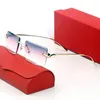 Varumärkesdesigner solglasögon för män kvinna röd överdimensionerad solglasögon silver panther glasögon kvinnor kantfria glas polariserade solglas UV400 lins unisex glasögon