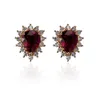 Stud 925 Sterling Silver 14k Gold Plating Incrusté Ruby Boucles D'oreilles Femmes Coréen Tempérament Bijoux De Mariage Accessoires Petite Amie Cadeaux 230801