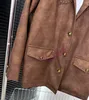 Tasarımcı Kadın Takım Retro Perçinler Klips Bahar Sonbahar Sonbahar Yeni Uzun Kollu Eğitim Çalışan Deri Kadınlar İnce Fit Ceket Ceket Kadın Blazer