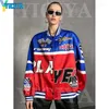 Женские куртки yiciya Jacket Bomber Racing Varsity Женщины буквы Америка