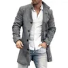 Homme Trench-Coats Long Pardessus Simple Poches Anti-Froid Veste Manteau Mi-long Épais Coupe-Vent Pour Un Usage Quotidien