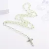 Chains Glow In Dark Plastic Rosary Beads Luminous Noctilucent Necklace Catholicism Religious Jewelry Party Adult Gift Collares